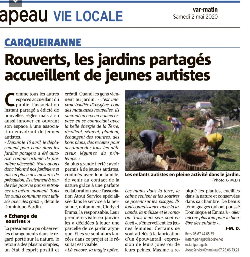 Var Matin - Jardin Instant Partagé - autistes